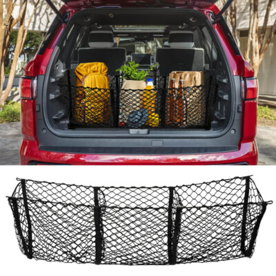 3 Pocket Car Trunk Heavy-Duty Storage Organizer Net For Toyota Sequoia 2001-2021