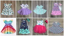 NEW Boutique Baby Girls Dress Lot Size 12-18 M Mermaids Tie Dye Unicorn Tutu