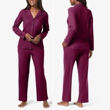 Tommy John Women's Brushed Rib Long Sleeve Pajama Set Medium 136 Port Royale