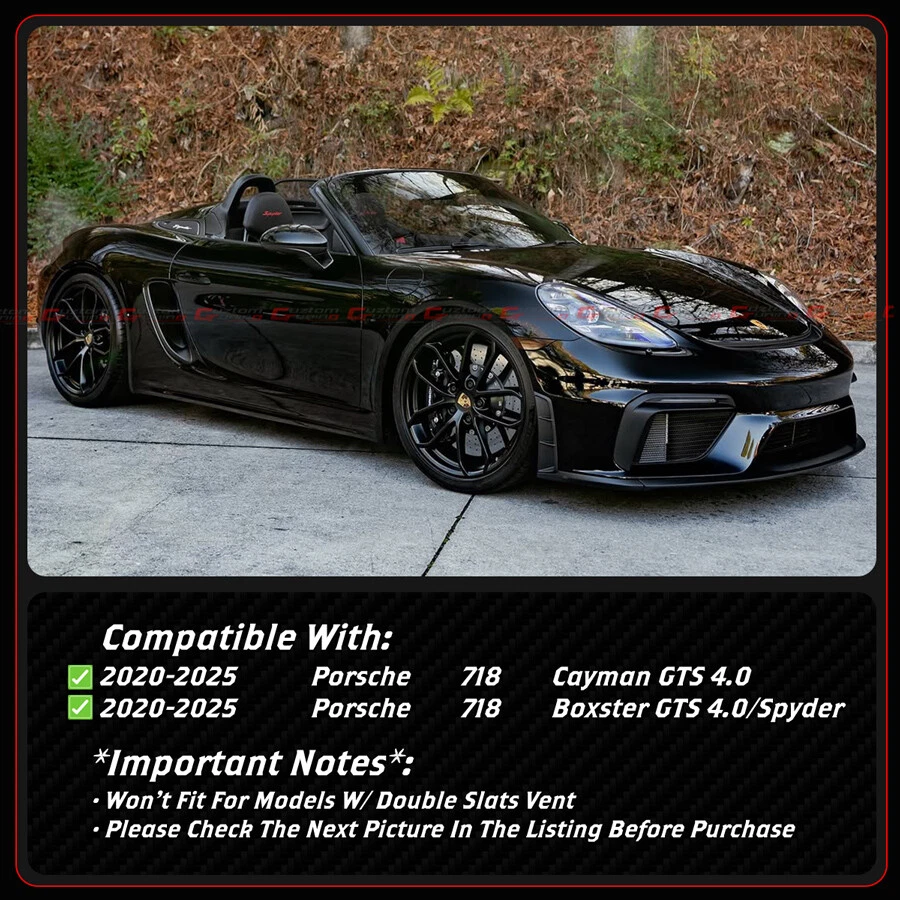Borde de ventilación lateral de fibra de carbono completo para Porsche 718 Cayman Boxster GTS 4.0 2020-25 Foto 3 de 4