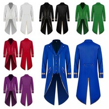 Uomo Mezza Lunghezza Swallow-Tailed Cappotti Giacche Abiti Medievale Halloween