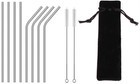 Reusable Drinking Straws Metal Stainless Steel Straw With Cleaning Brush & Bag