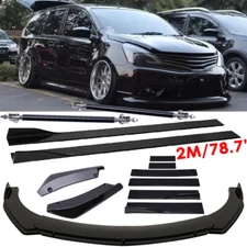 Front Bumper Lip Splitter 78.7"Side Skirt Strut+Rods Body For Nissan Maxima
