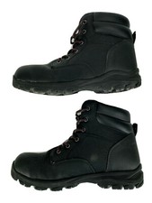 Botas Brahma Mujer Talla 7.5 Puntera de Acero Trabajo Goma Negras Plantilla Antideslizante