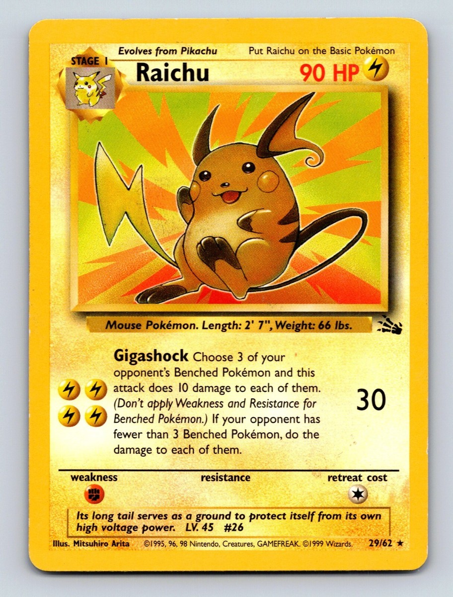 Raichu HP 90 Gigashock Attack Rarity Yellow Lightning Pokémon | eBay