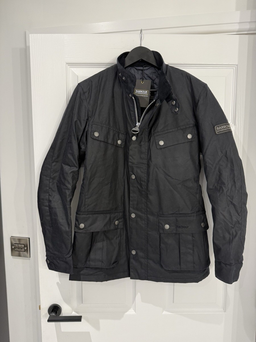 Slim Fit Barbour Duke Waxed Jacket Navy Barbour International