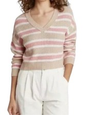 NWT Women's Wild Fable Cotton Knit Pullover V-Neck Sweater Tan Peach M