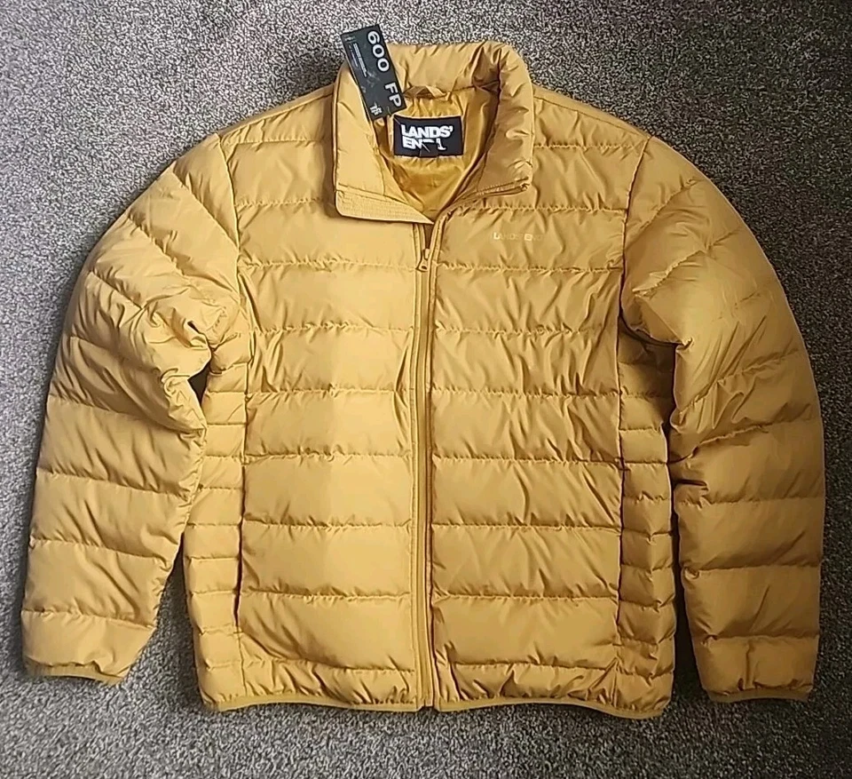 Abrigo Chaqueta Lands End Plumón Para Hombre Talla Mediana Picante Amarillo Mostaza Nuevo con Etiquetas Foto 4 de 4