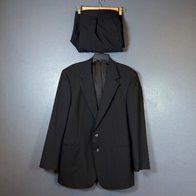Tom James us44r men black/blue stripes suit jacket with pants vintage Exclusive
