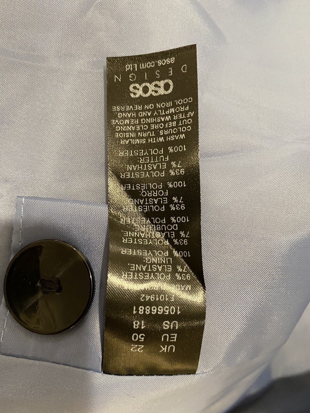 Asos Blue Button Front Pocket Polyester Blend Sui… - image 4