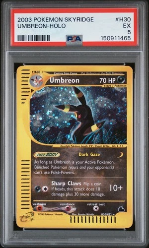 2003 POKEMON SKYRIDGE #H30 UMBREON-HOLO PSA 5