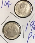 1964 P D Roosevelt Dime AU+ Year Set 90% Silver 2 Coin Lot