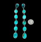 Vintage *FEDERICO JIMENEZ* Turquoise EARRINGS Sterling Post Dangle LONG 4 5/8" — photo 1