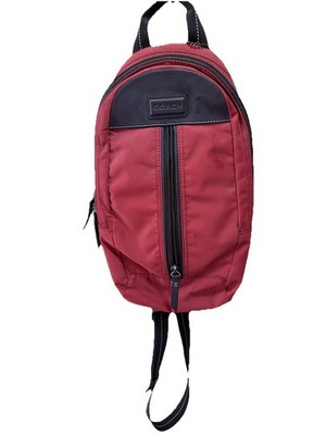 Coach Thompson Heritage Nylon & Leather Sling Bag   Rust/Burgundy