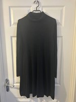 Black Long Sleeve Swing Dress Size 16 UK – Papaya High Neck Casual Skater Dress 