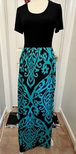 Grecerelle Women’s Small Black & Teal Maxi Dress