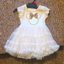 Disney Minnie Mouse Girls White Tulle Tutu Dress Bow Layered 12-18M