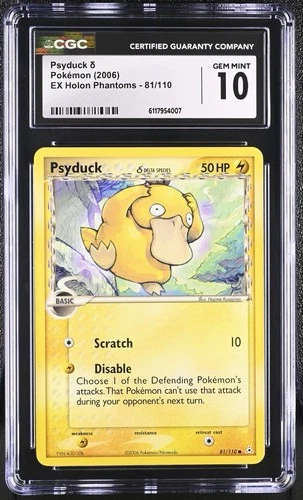 CGC 10 Psyduck (Delta Species) 81/110 Pokémon Holon Phantoms Invest 007 Cert
