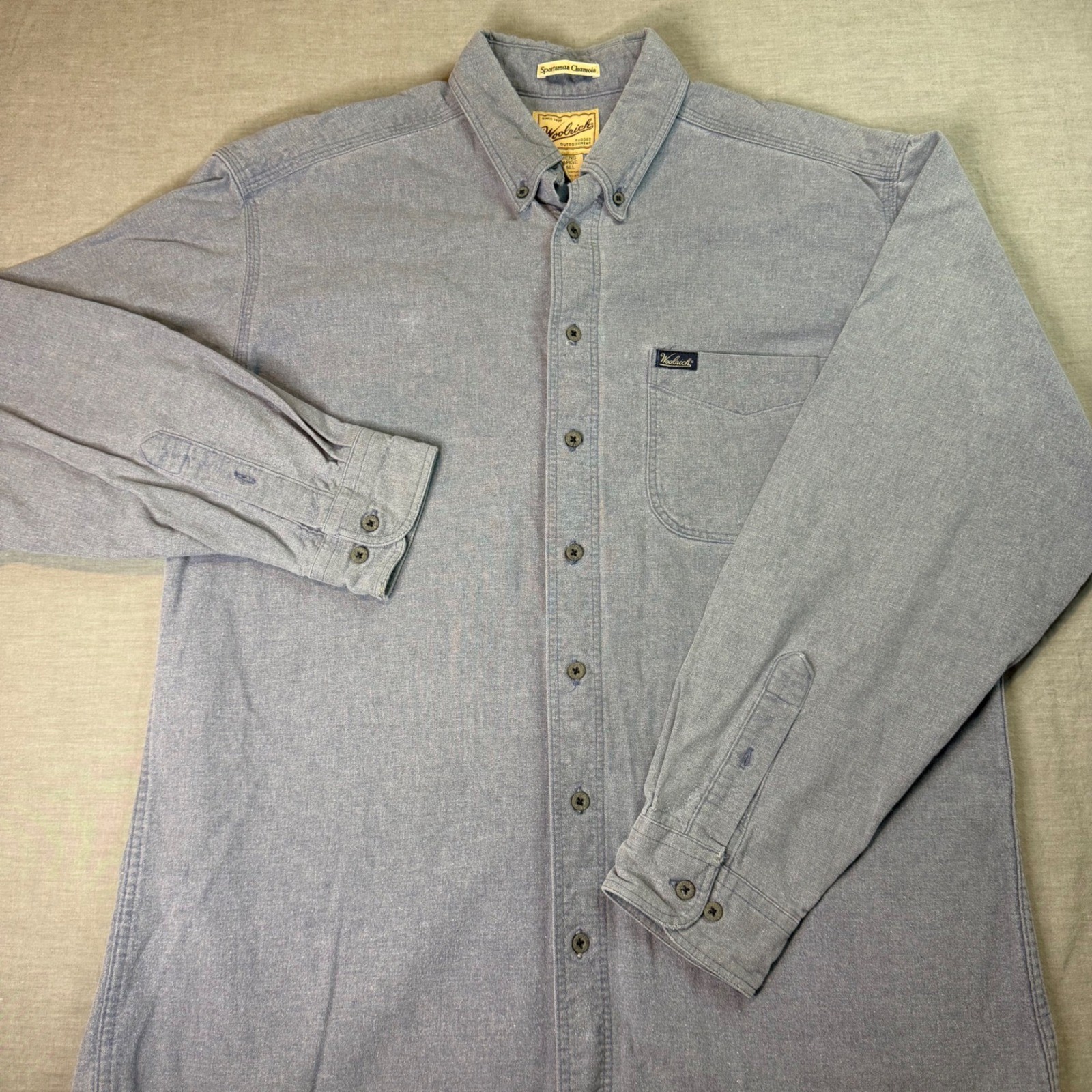 Woolrich Button Down Shirt Mens Large Tall Blue Excellent Sp