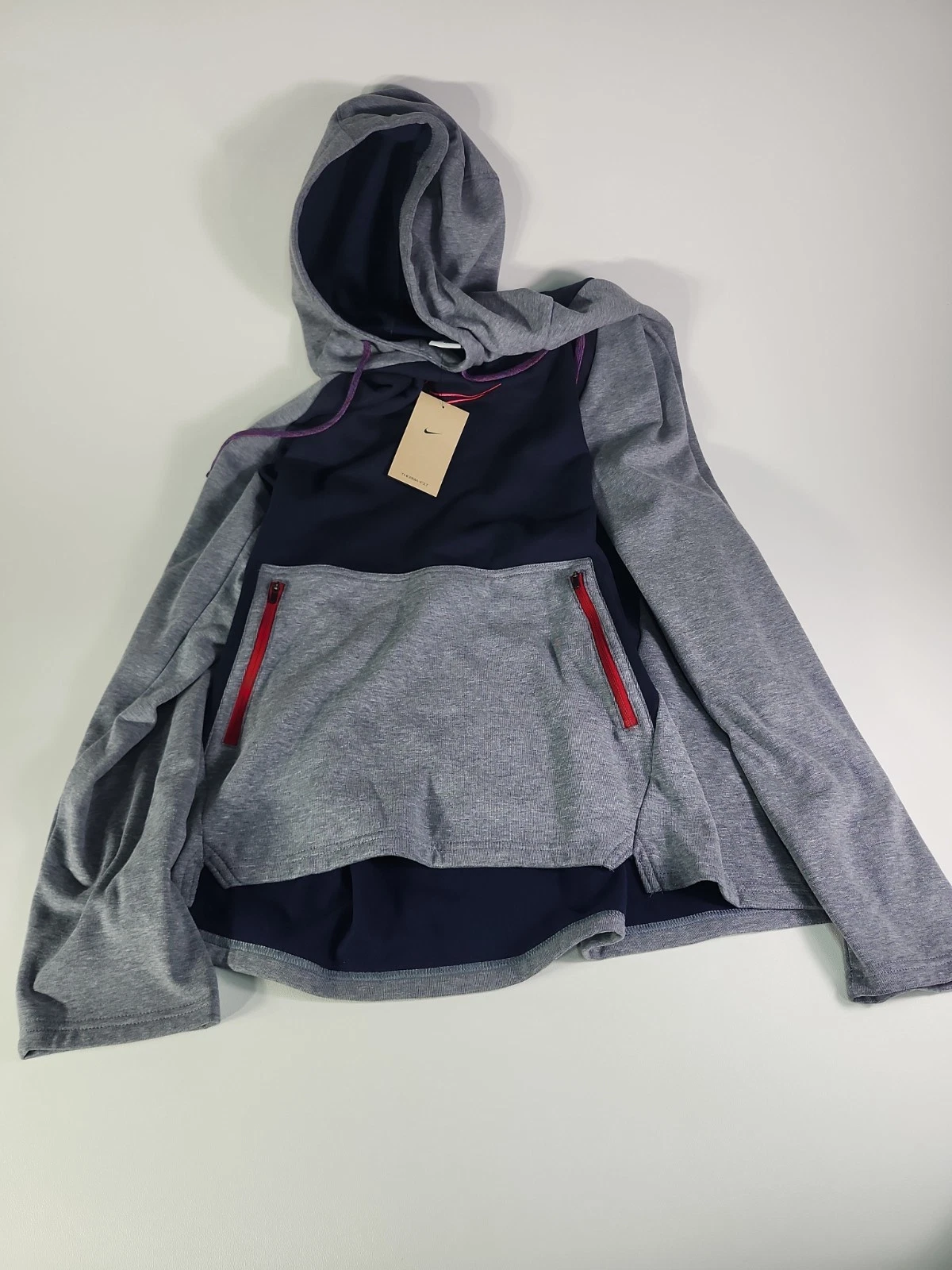 NWT Nike Therma-Fit Fleece Mens Hoodie Sweatshirt DD2112-451 XXL Navy Red