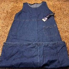 Original TY Wear Vintage Denim Maxi Jumper Dress Blue Cotton Plus 1X 822-90X NWT