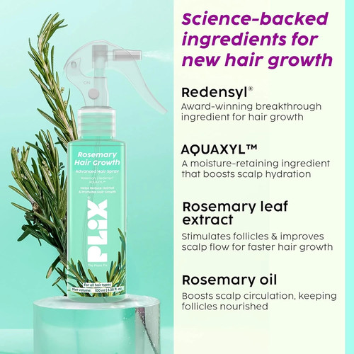 PLIX - THE PLANT FIX Rosemary Hair Growth Advanced Hair Spray for fuller, 100ml. - Picture 4 of 5