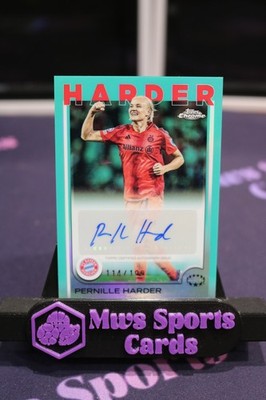 Pernille Harder AUTO AQUA 114/199 2024/25 Topps Chrome UEFA Women's Cards