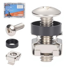 45 Pack Heavy-Duty Rack Mount Cage Nuts Kit with M6x16mm Screws  Black Nylon...