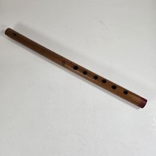Vintage Bamboo End-Blown Flute Folk Instrument 13.5" Wooden Recorder Primitive