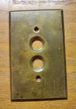 Bryant Double Push Button Aged Solid Brass Switch Plate Wall Box Cover Antique