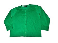 Cable  Gauge Cardigan Sweater Women Sz XL Green Ornate Buttons Ribbed Knit Trim