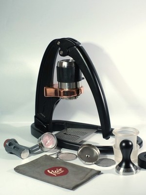 Flair Signature Pro Handhebel Espressokocher schwarz mit Manometer