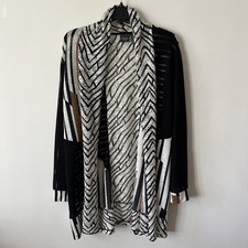 Chico's Open Front Cardigan 2 Geometric Abstract Tribal Modern Earthy Art Boho