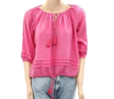 Ralph Lauren Denim & Supply Gauzy Crop Top S Pink Boho Hippie Festival