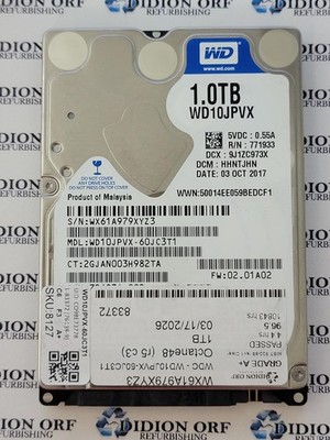 WDC 1TB 2.5'' SATA HDD 5400 RPM WD10JPVX-60JC3T1, GRADE A+ SKU 8127