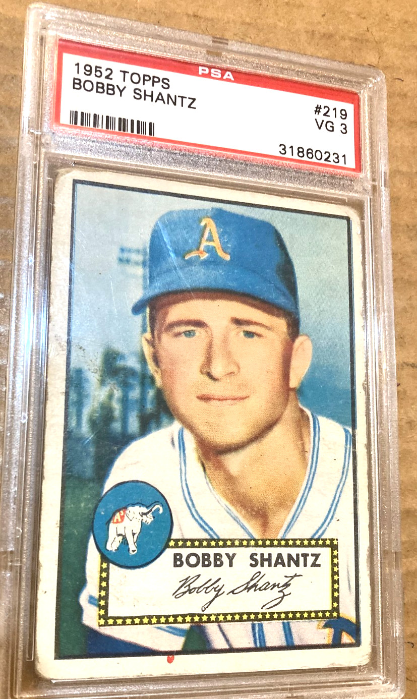 1952 TOPPS BASEBALL CARD #  219 BOBBY SHANTZ  PSA 3