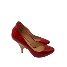 Giuseppe Zanotti Pumps Womens 38 Red Patent Wood Heel Pointed Toe Italy Luxury