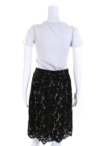J Crew Womens Cotton Floral Lace Elastic Waist A-Line Layered Skirt Black Size 2 - Picture 3 of 6