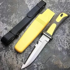 9 Inch Heavy Duty Yellow Sawtail Drop Point Diving Swimming Scuba Knife