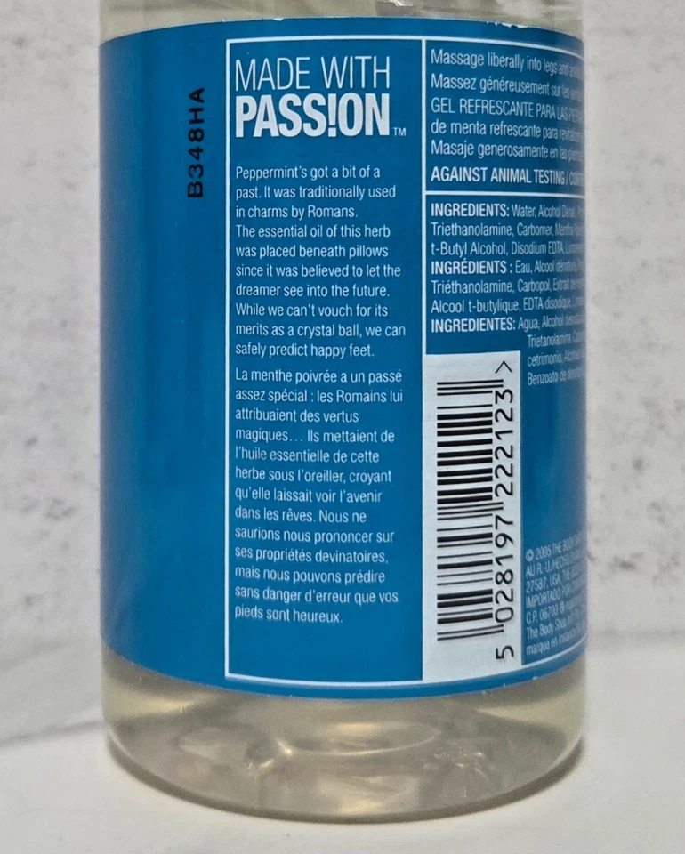 The Body Shop Peppermint Cooling Reviving Leg Gel 8,4 Oz HTF Raro - Imagem 2 de 3