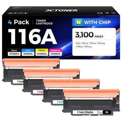 116A Toner Cartridge Set 4-Pack High Yield Replacement for HP 116A W2060A W20...