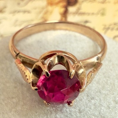 Size 8.5 Stunning Vintage 583 14k Rose Gold Ring - East European USSR Era #1851