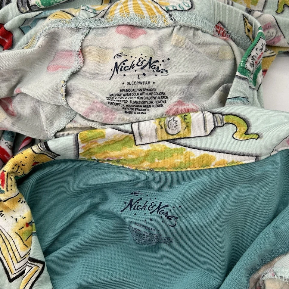 Nick & Nora Pajama Set Womens Large Art Paint Brush Modal Photography Paris Book - Image 2 of 4