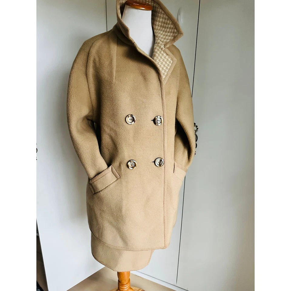 VTG 60s womens Wool Skirt Suit Tan Houndstooth Madmen Style Size Small - Image 3 of 4