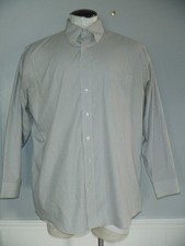 Men's STAFFORD PERFORMANCE THE SUPER SHIRT Sz 17-34/35 Beige Stripe LS BF Shirt