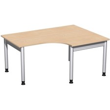 Eckschreibtisch R, 800 mm, 4-Fuß Pro, 680-800x 1.200 mm (HxT), B: bis 2.000 mm
