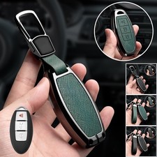 Funda Carcasa Llave Remoto Coche Aleación Zinc Cuero Para Nissan Tiida 370Z Rogue X-Trail