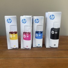 Genuine HP 31 32 Ink Bottle Set Black Cyan Magenta Yellow Smart Tank New