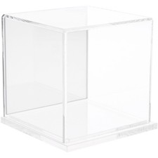 Plymor Clear Acrylic Display Case with Clear Base Mirror Back , 4" x 4" x 4"