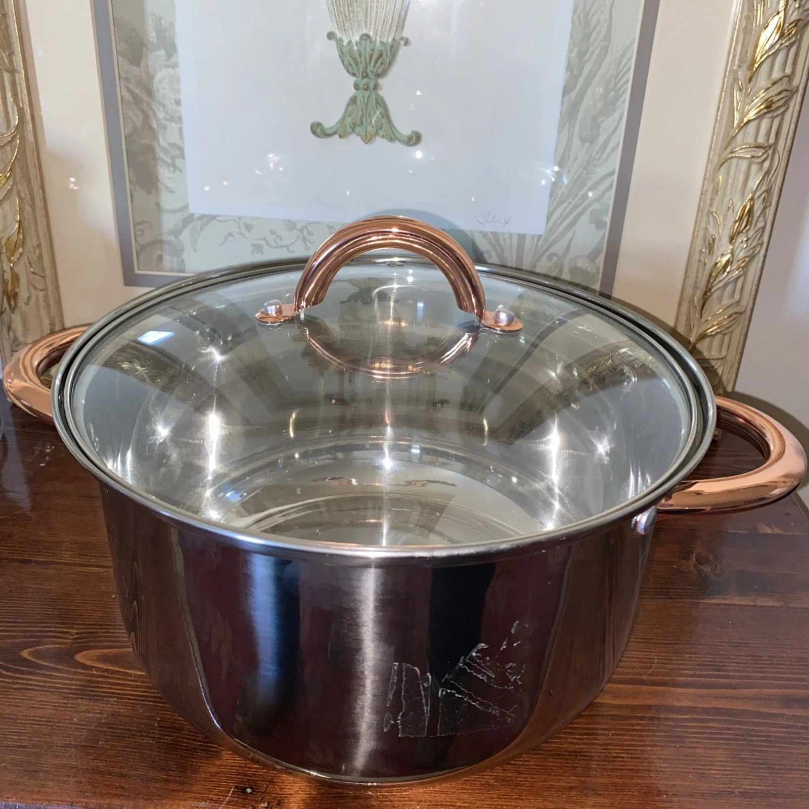 Elle Gourmet 1.5 Quart Dutch Oven with Vented Glass Lid Stainless Steel/Copper